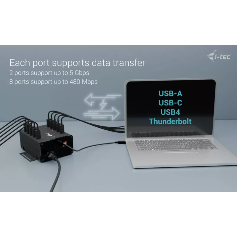 i-tec USB-C/USB-A metāla uzlādes + datu HUB, 15 W vienam portam, 10x USB-C