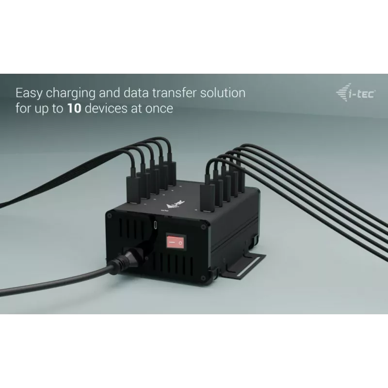 i-tec USB-C/USB-A metāla uzlādes + datu HUB, 15 W vienam portam, 10x USB-C