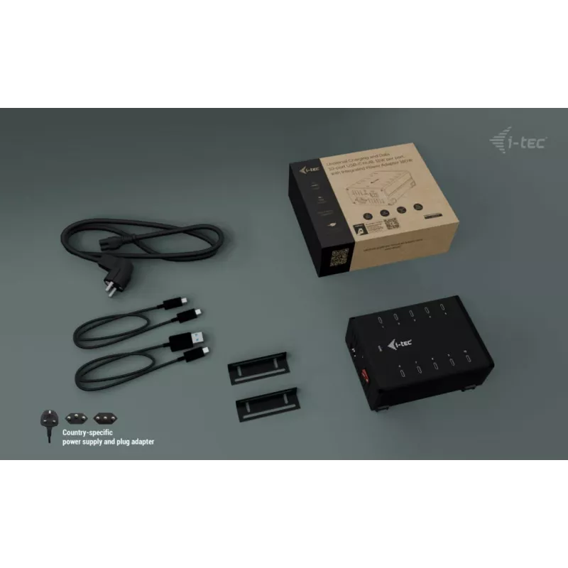 i-tec USB-C/USB-A metāla uzlādes + datu HUB, 15 W vienam portam, 10x USB-C
