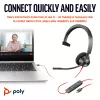 HP Poly Melnswire 3310 mono austiņas, Microsoft Teams sertificētas, USB-C + USB-C/A adapteris