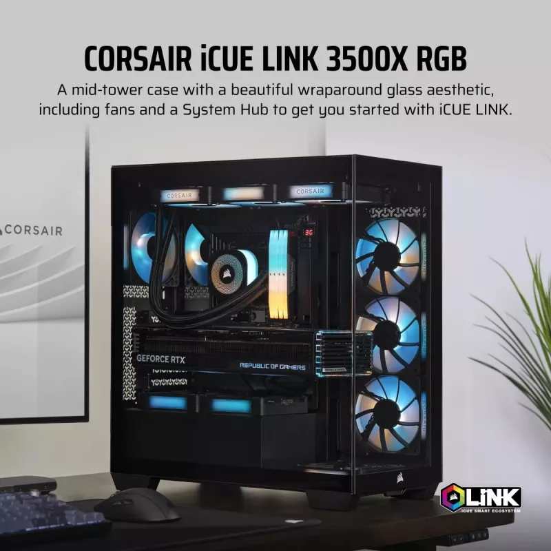 CORSAIR PC korpuss - iCUE LINK 3500X RGB vidējais tornis