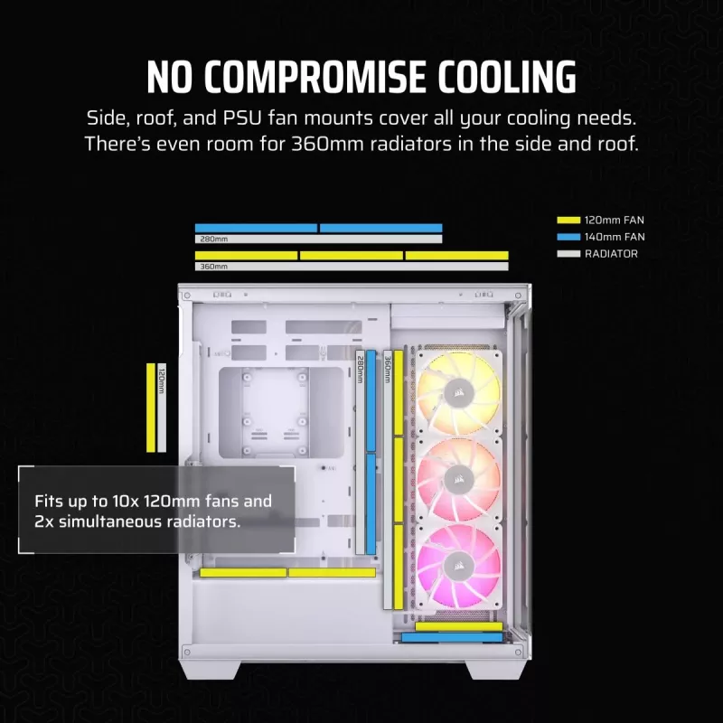 CORSAIR Pc Case - Icue Link 3500x RGB Mid-tower - balta