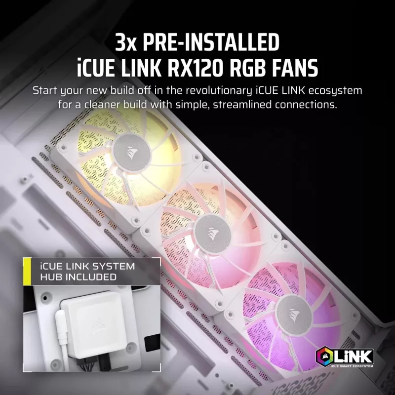 CORSAIR Pc Case - Icue Link 3500x RGB Mid-tower - balta