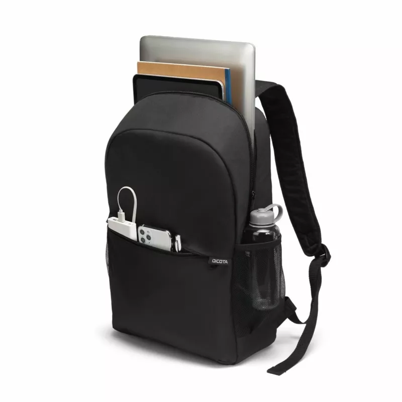 DICOTA Backpack One - 13-16 collu piezīmjdatora mugursoma - melna / 300d pārstrādāts PET poliesters
