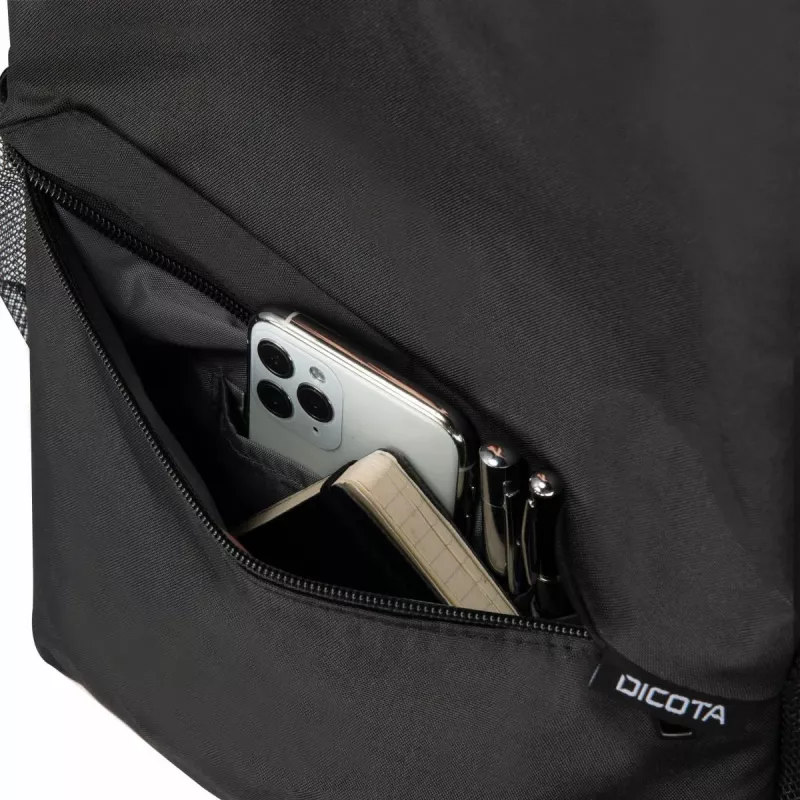 DICOTA Backpack One - 13-16 collu piezīmjdatora mugursoma - melna / 300d pārstrādāts PET poliesters