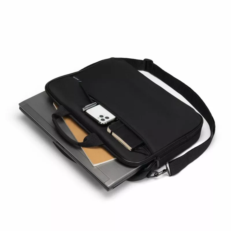 DICOTA Top Traveller One - 15-1713n piezīmjdatora soma - melna / 300d otrreizēji pārstrādāta PET poliestera