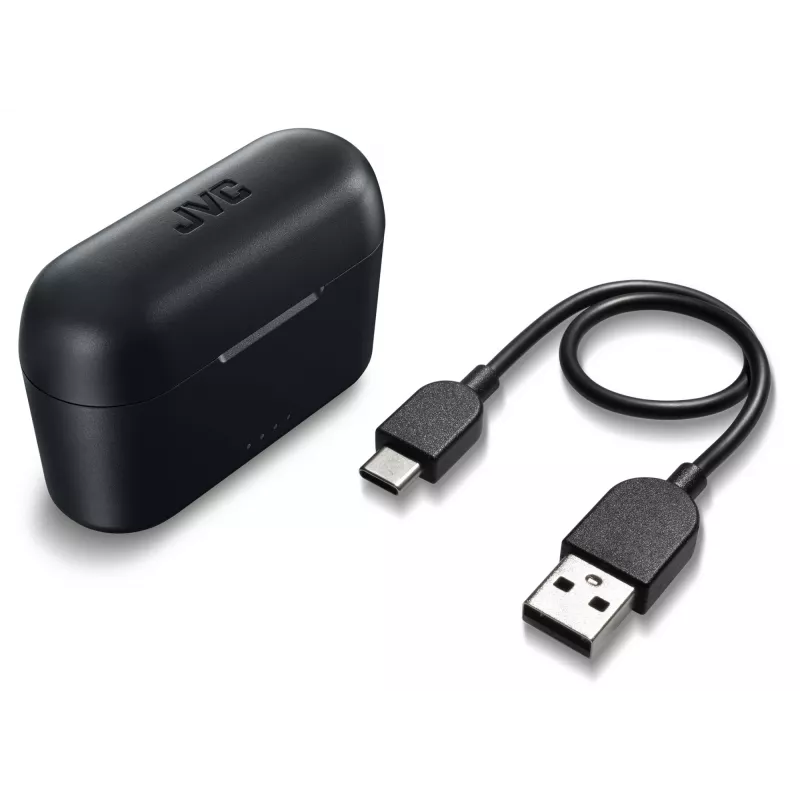 Ievietojamās True Wireless austiņas JVC Stix HAA-3TBU, Bluetooth 5.1, IPX4, 7,5 h (austiņas) / 22 h (ar uzlādes futlāri), USB-C