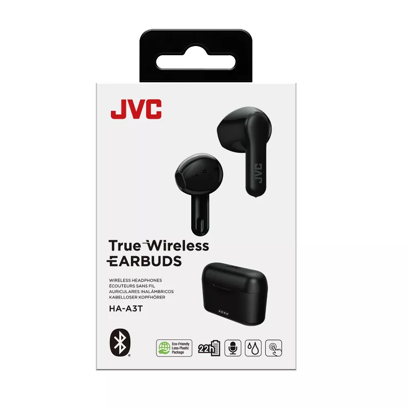 Ievietojamās True Wireless austiņas JVC Stix HAA-3TBU, Bluetooth 5.1, IPX4, 7,5 h (austiņas) / 22 h (ar uzlādes futlāri), USB-C