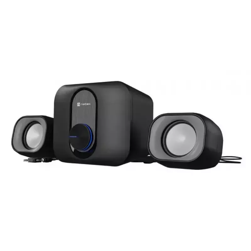 Mājas audio mini sistēma NATEC NGL-2111 — 3 W RMS, 2 skaļruņi, 3,5 mm ieeja, 7,62 cm zemfrekvences skaļrunis, melna