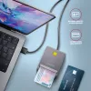 Axagon CRE-SM3T USB-A viedkaršu / ID karšu plakanais lasītājs, USB 2.0, 1,3 m, melns, 56 g