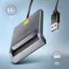 Axagon CRE-SM3T USB-A viedkaršu / ID karšu plakanais lasītājs, USB 2.0, 1,3 m, melns, 56 g
