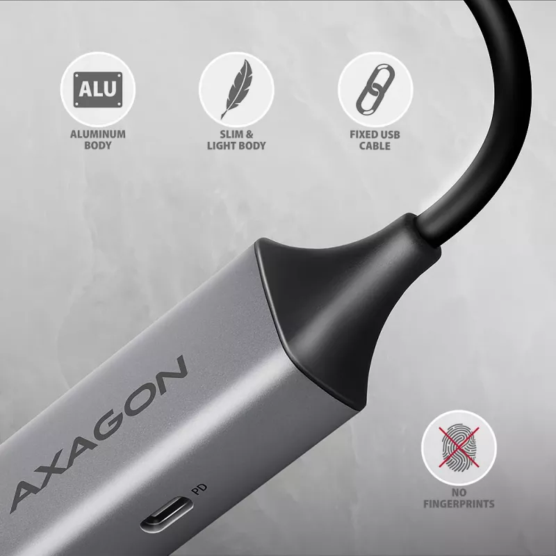 Axagon ADE-TXPD USB-C Gigabit Ethernet adapteris ar PD 100W