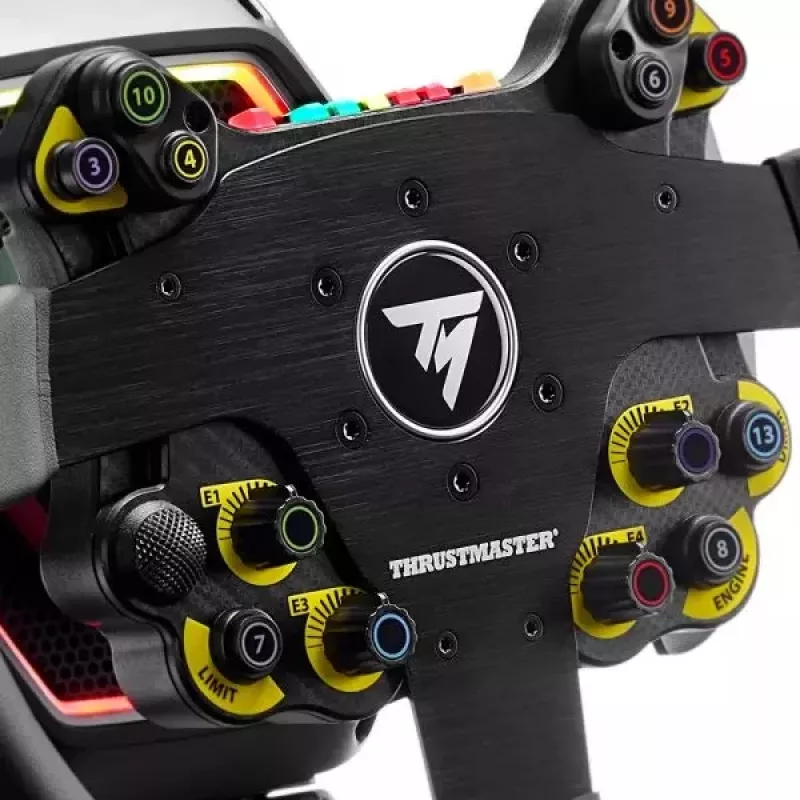 Thrustmaster Evo Racing 32R Leather melns, dzeltens stūre PC, PlayStation 4, PlayStation 5, Xbox, Xbox One