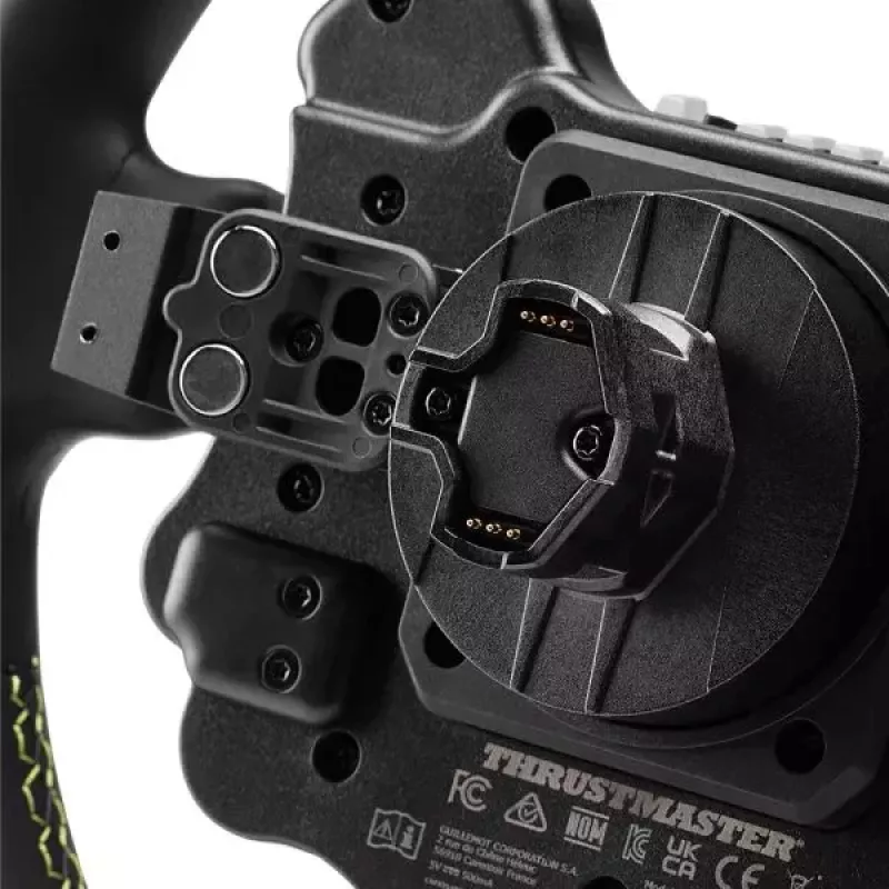 Thrustmaster Evo Racing 32R Leather melns, dzeltens stūre PC, PlayStation 4, PlayStation 5, Xbox, Xbox One