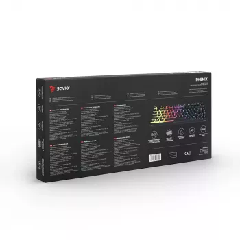 Spēļu tastatūra Savio SAVGK-PHENIX dzeltena USB RF bezvadu Bluetooth mehāniskā 82 taustiņi RGB