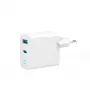 GEMBIRD 2-port 30W GaN USB fast charger LED balta — 1x USB-C PD 30W, 1x USB-A, 100–240V, 92 g
