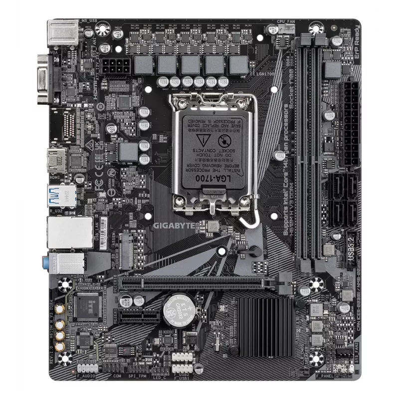 GIGABYTE H610M H V3 DDR4 mātesplate - Atbalsta Intel Core 14. paaudzes CPU, 4+1+1 hibrīda fāžu digitālais VRM, līdz 3200MHz DDR4, 1xPCIe 3.0 M.2, GbE LAN, USB 3.2 Gen 1