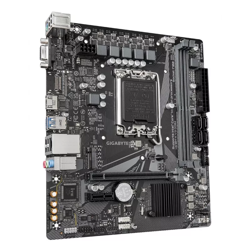 GIGABYTE H610M H V3 DDR4 mātesplate - Atbalsta Intel Core 14. paaudzes CPU, 4+1+1 hibrīda fāžu digitālais VRM, līdz 3200MHz DDR4, 1xPCIe 3.0 M.2, GbE LAN, USB 3.2 Gen 1