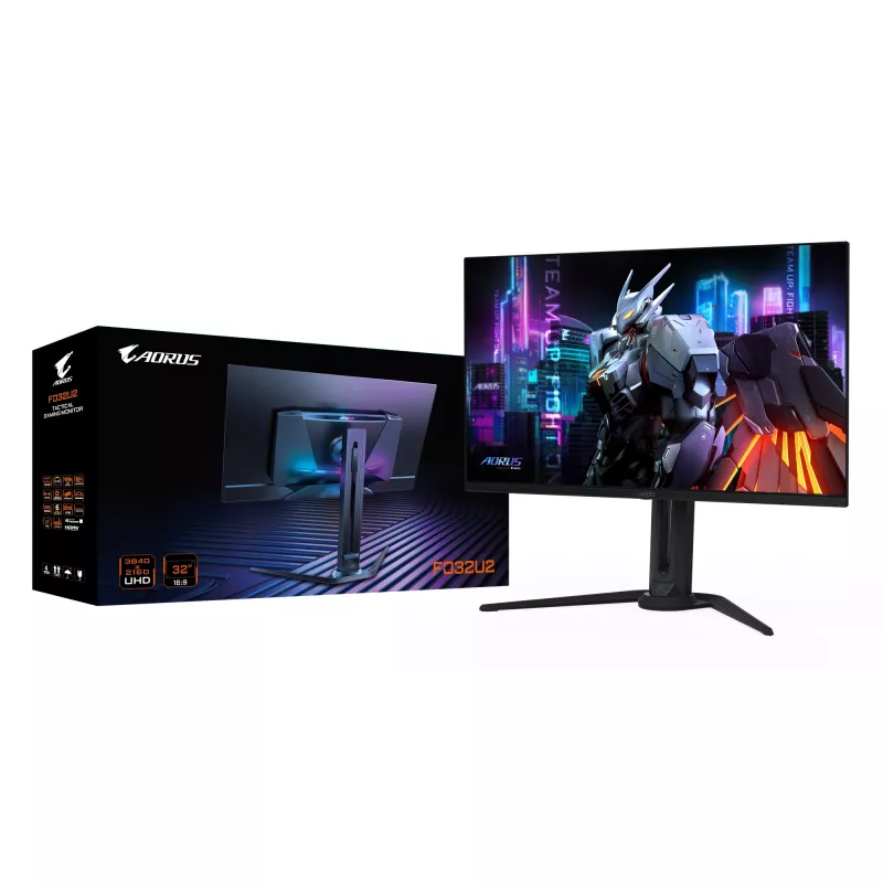 GIGABYTE AORUS FO32U2 32” OLED spēļu monitors - 3840 x 2160(UHD), 240Hz, 0.03ms, KVM, 250 cd/m2, FreeSync Premium Pro, DisplayHDR True Black 400, HDMI 2.1