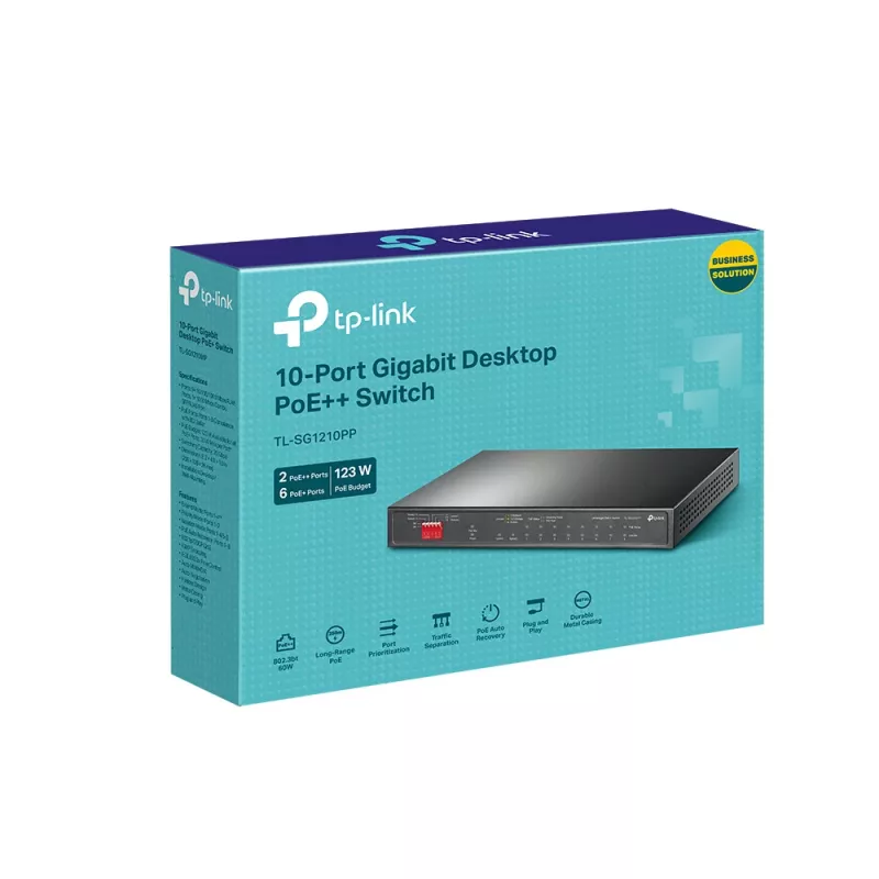 TP-Link 10 portu gigabitu galda slēdzis ar 6 portu PoE+ un 2 portu PoE++