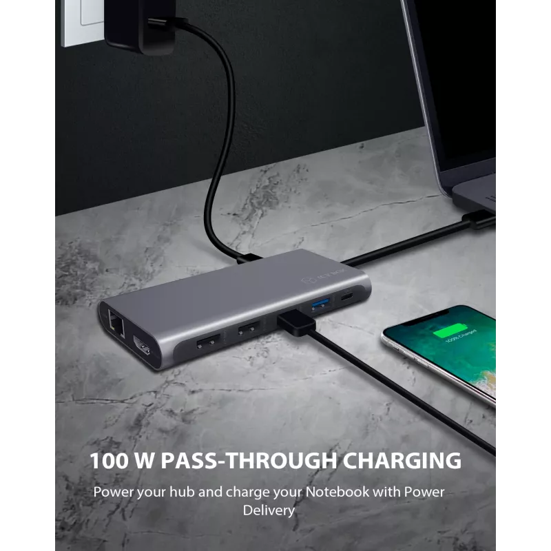 ICY BOX IB-DK4050-CPD vadu USB 3.2 Gen 1 (3.1 Gen 1) Type-C antracīta