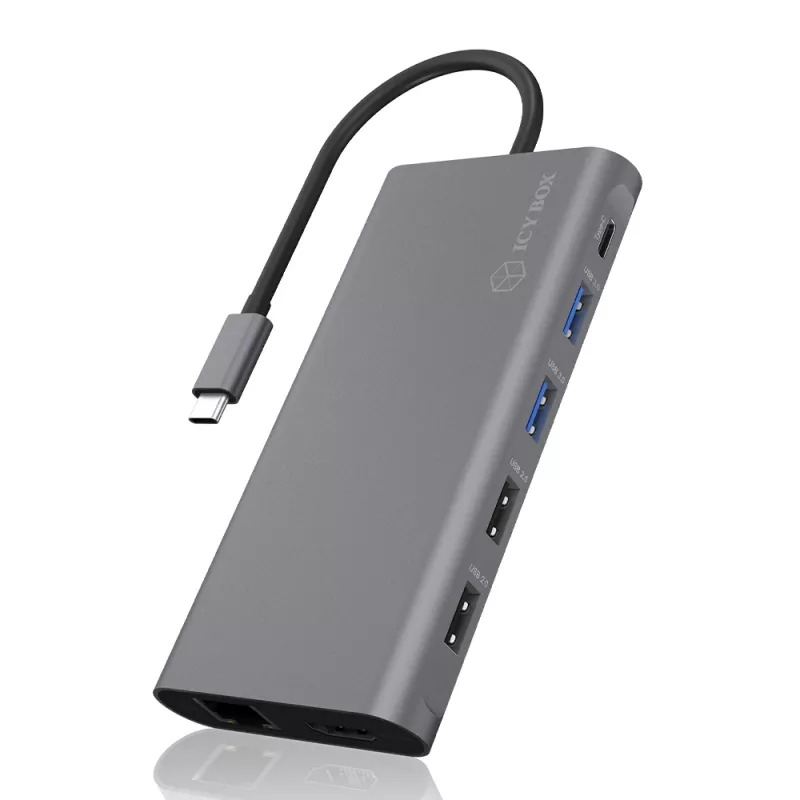 ICY BOX IB-DK4050-CPD vadu USB 3.2 Gen 1 (3.1 Gen 1) Type-C antracīta