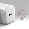 Axagon ACU-PD20W sienas lādētājs 1x QC3.0/AFC/FCP/PD tipa C 20W balts Mobilais tālrunis, viedtālrunis, viedpulkstenis, planšetdators, universāls, pulkstenis AC Ātrā uzlāde Iekštelpām