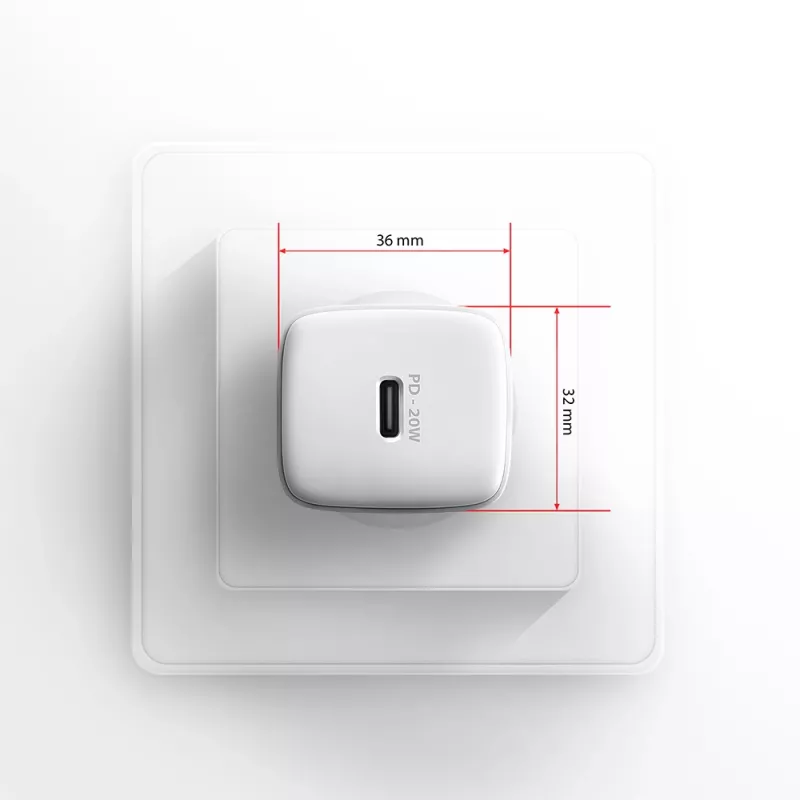 Axagon ACU-PD20W sienas lādētājs 1x QC3.0/AFC/FCP/PD tipa C 20W balts Mobilais tālrunis, viedtālrunis, viedpulkstenis, planšetdators, universāls, pulkstenis AC Ātrā uzlāde Iekštelpām