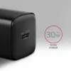 Axagon ACU-PD30 PD3.0 & QC4+ 1x OUTPUT sienas lādētājs 30 W, iekštelpām, maiņstrāva, melns