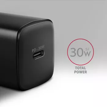 Axagon ACU-PD30 PD3.0 & QC4+ 1x OUTPUT sienas lādētājs 30 W, iekštelpām, maiņstrāva, melns