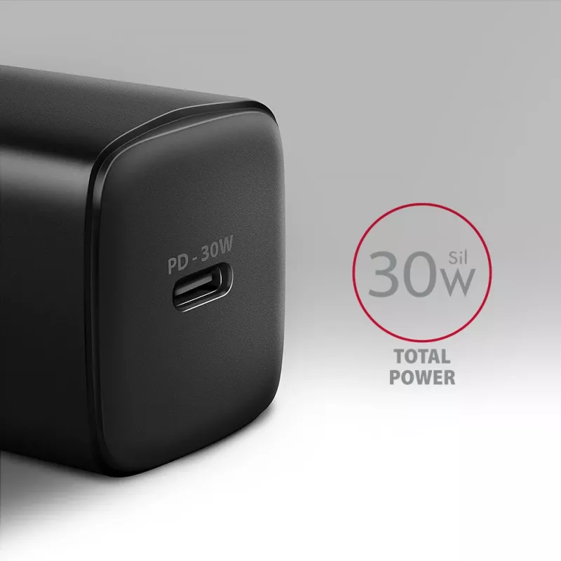 Axagon ACU-PD30 PD3.0 & QC4+ 1x OUTPUT sienas lādētājs 30 W, iekštelpām, maiņstrāva, melns