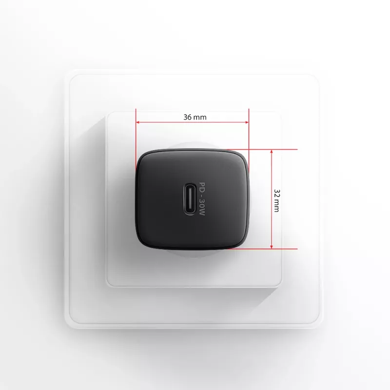 Axagon ACU-PD30 PD3.0 & QC4+ 1x OUTPUT sienas lādētājs 30 W, iekštelpām, maiņstrāva, melns