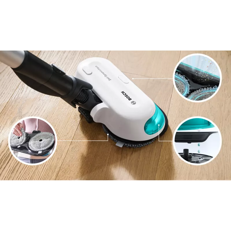Bosch BCS71HYG1 stieņa putekļsūcējs/elektriskā slota Baterija Sausā un mitrā tīrīšana HEPA Bez maisiņa 0,3 L 23,5 W Melns, Balts 3 Ah