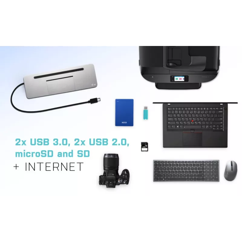 i-tec Metal SB-C Ergonomic 4K 3x Display Docking Station with Power Delivery 85 W + Universal Charger 100 W