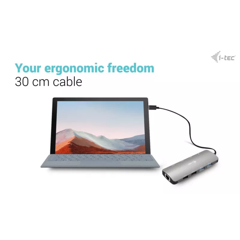 i-tec Metal USB-C Nano 2x Display Docking Station ar PD 100 W + lādētājs 100W