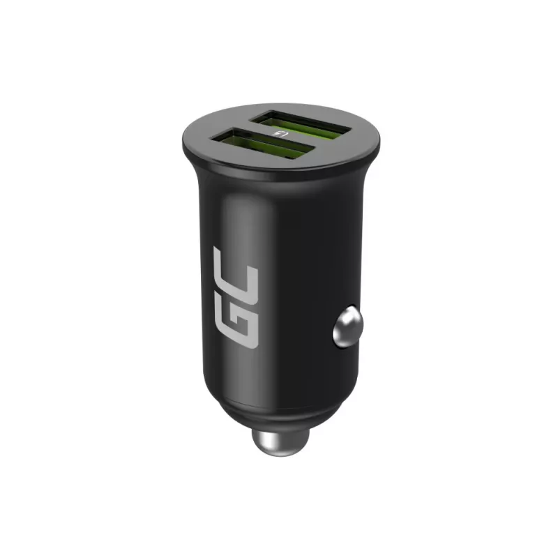 Auto/iekštelpu lādētājs zaļa Cell CADM-GC-36AA 36W 2x USB-A melns 3,6–12 V strāvas avotam