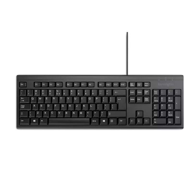 Kensington K63727WW, pilna izmēra (100%), vadu, USB, membrānas, QWERTY, melns