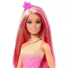Barbie A Touch of Magic karaliskā lelle ar rozā un blondiem matiem, tauriņu raksta svārkiem un aksesuāriem
