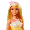 Barbie A Touch of Magic karaliskā lelle ar koši izceltiem matiem, svārkiem ar tauriņu apdruku un aksesuāriem
