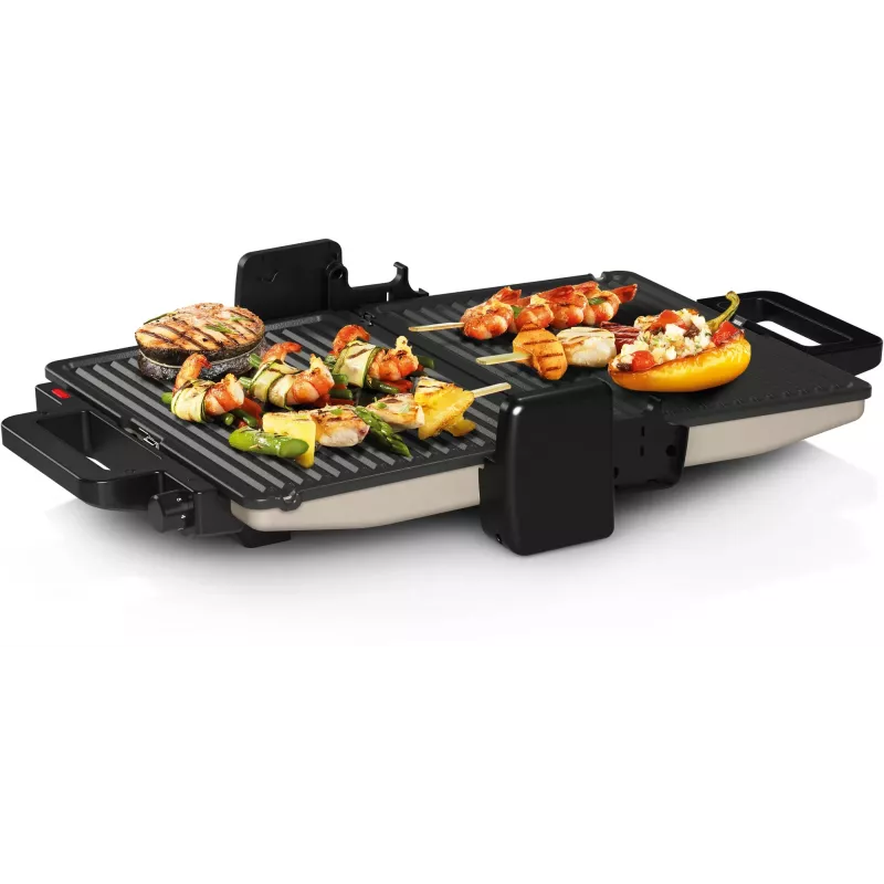 Kontaktgrils Bosch TCG3302 2000W ar 310x220 mm keramikas plāksnēm, regulējamu termostatu, noņemamām trauku mazgājamā mašīnā mazgājamām plāksnēm