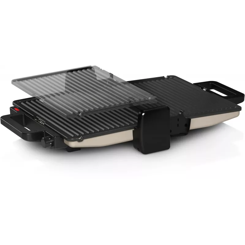 Kontaktgrils Bosch TCG3302 2000W ar 310x220 mm keramikas plāksnēm, regulējamu termostatu, noņemamām trauku mazgājamā mašīnā mazgājamām plāksnēm