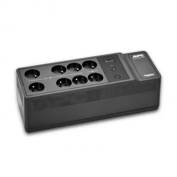 APC Back-UPS, 500VA/300W uz grīdas/sienas stiprināms, 230V, 8 franču/beļģu rozetes, USB Type-A ports, lietotāja nomaināma baterija