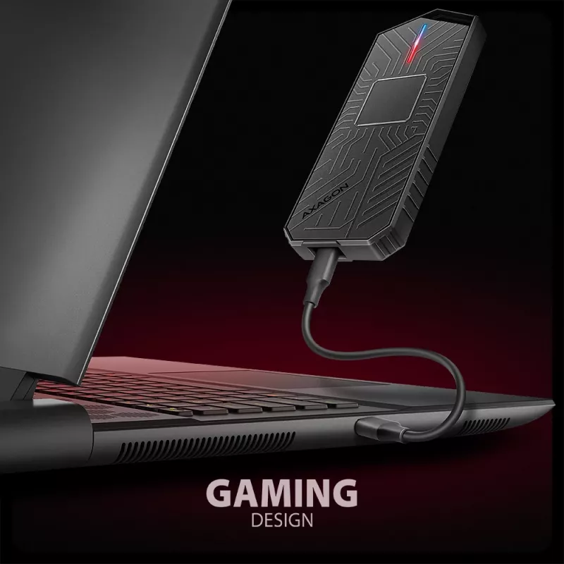Axagon EEM2-GAM ārējā USB-C 10Gbps metāla kaste M.2 NVMe un SATA SSD diskiem. Bez skrūvēm