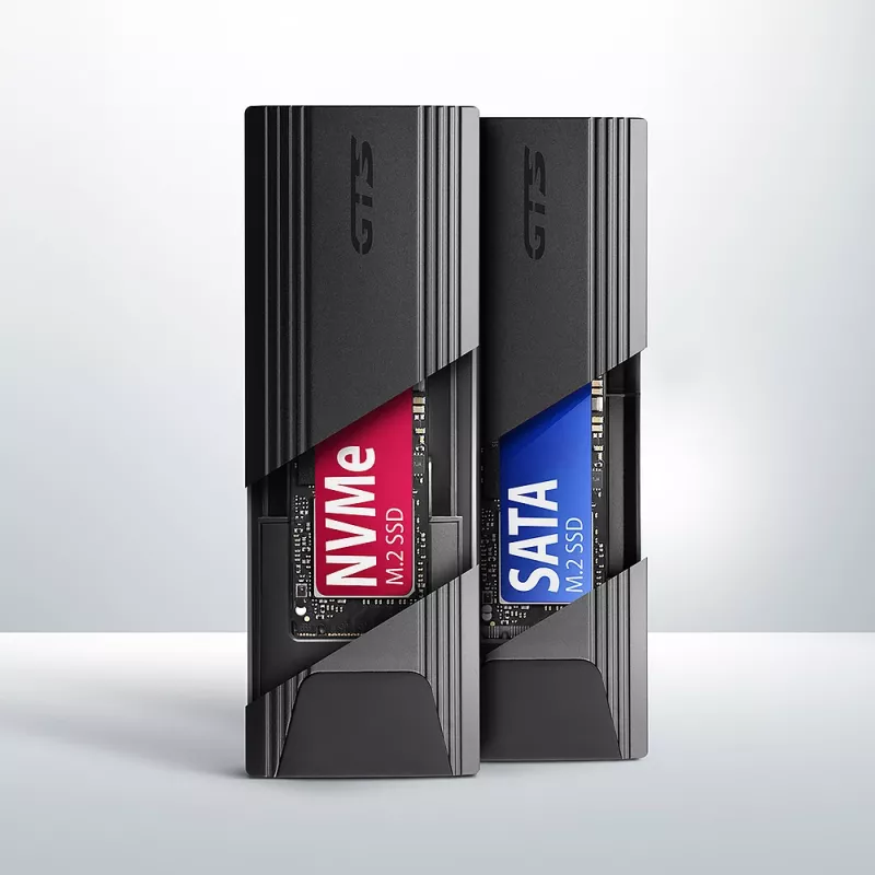 Axagon EEM2-GTS2 ārējā USB-C 10Gbps metāla kaste M.2 NVMe un SATA SSD diskiem. Bezskrūvju