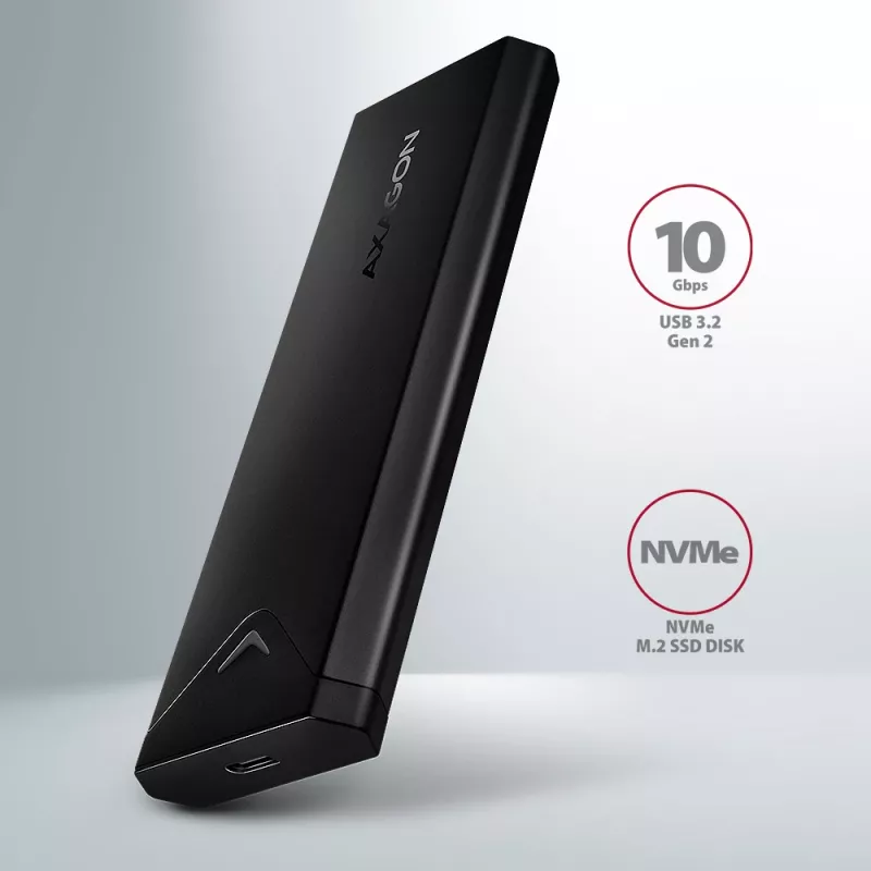Axagon EEM2-UB2 Ārējā USB-C 10 Gbps metāla kaste M.2 NVMe SSD diskiem. Melna