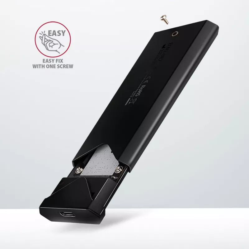 Axagon EEM2-UB2 Ārējā USB-C 10 Gbps metāla kaste M.2 NVMe SSD diskiem. Melna