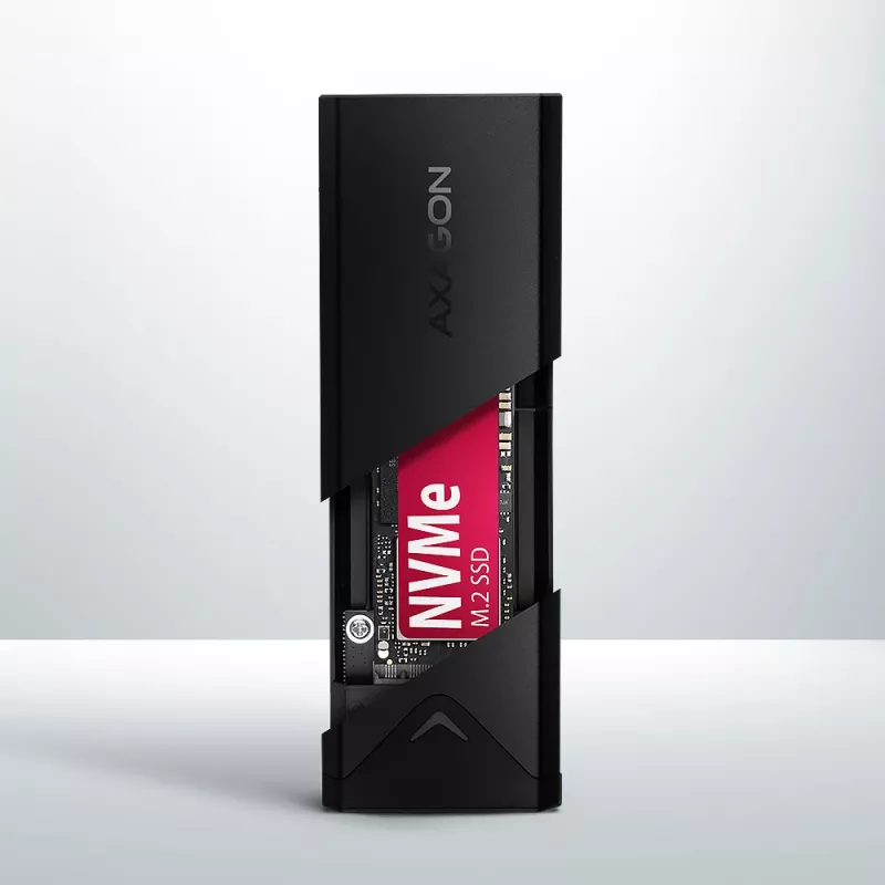 Axagon EEM2-UB2 Ārējā USB-C 10 Gbps metāla kaste M.2 NVMe SSD diskiem. Melna