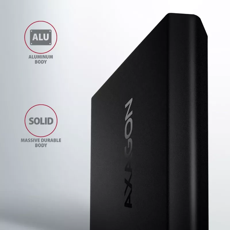 Axagon EEM2-UB2 Ārējā USB-C 10 Gbps metāla kaste M.2 NVMe SSD diskiem. Melna