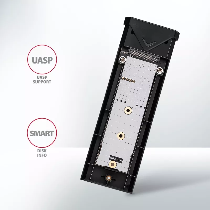 Axagon EEM2-UB2 Ārējā USB-C 10 Gbps metāla kaste M.2 NVMe SSD diskiem. Melna