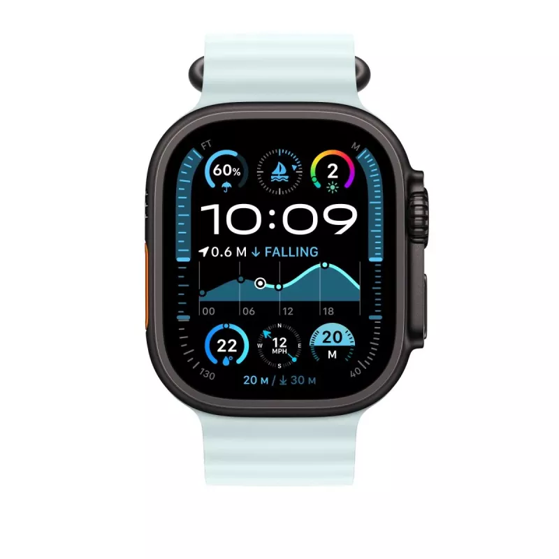 APPLE 49mm ledus zilā Ocean Band pagarinājums - melna titāna apdare